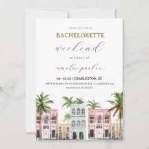 Charleston Bachelorette Invitación e Itinerario