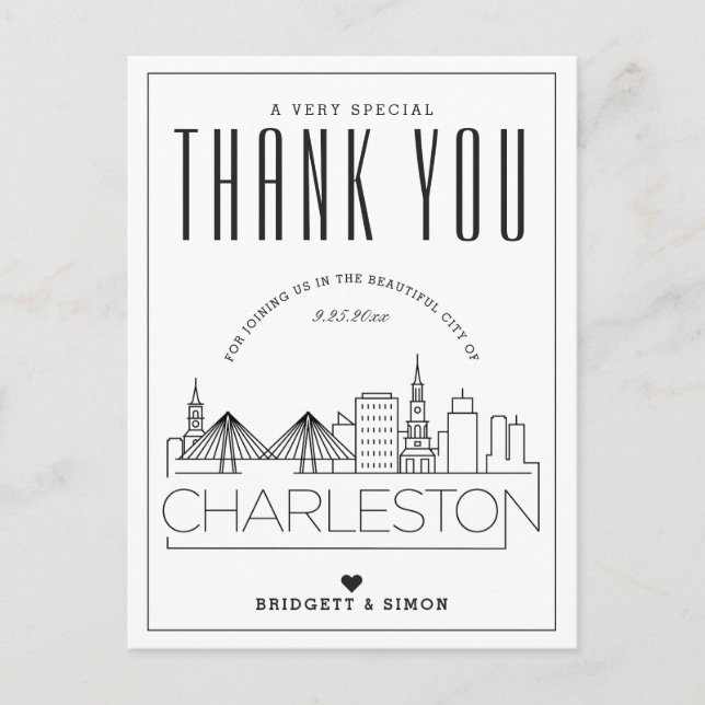 Charleston Boda | Gracias por venir! Postal (Anverso)
