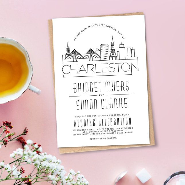 Charleston Boda | Invitación estilizada a la línea (Subido por el creador)