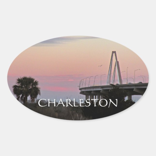 Charleston Cooper RIver Bridge Sunset Pegatina (Anverso)