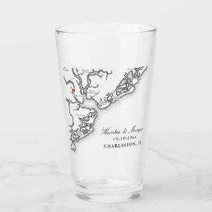 Charleston SC Map Black and White Wedding Favor