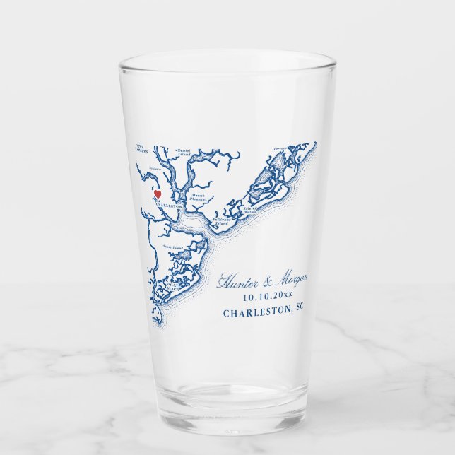 Charleston SC Map Elegant Navy Blue Wedding Favor (Anverso)