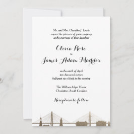 Charleston South Carolina Faux Gold Invitación