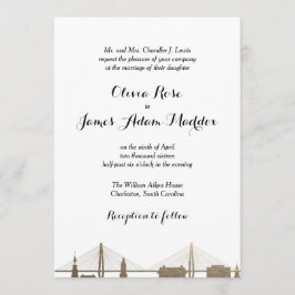 Charleston South Carolina Faux Gold Invitación