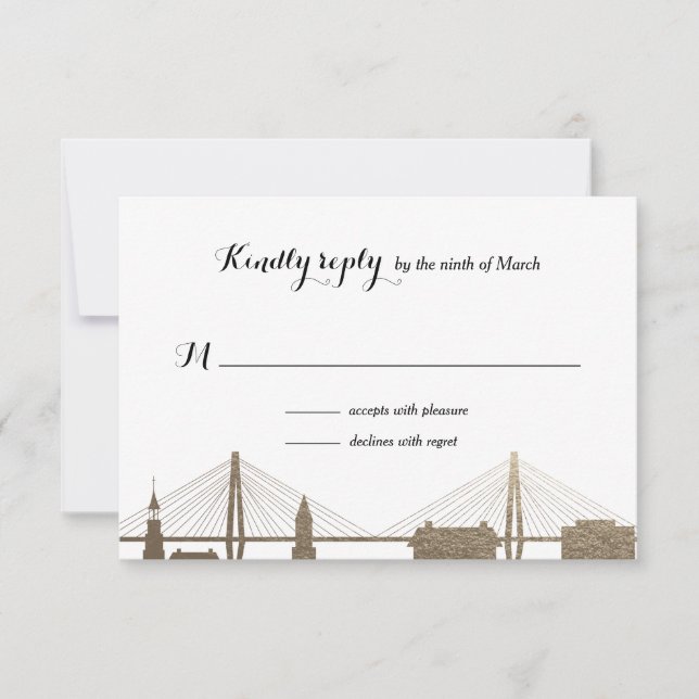 Charleston South Carolina Faux Gold Rsvp Card (Anverso)