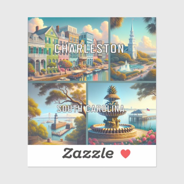 Charleston South Carolina Pegatina de vinilo de 3  (Hoja)