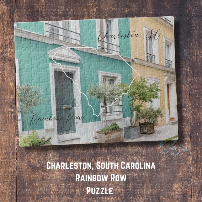 Charleston South Carolina Rainbow Row rompecabezas (A puzzle of Rainbow Row. A fun night chilling and putting this pillow together. Seal it and hang it!)