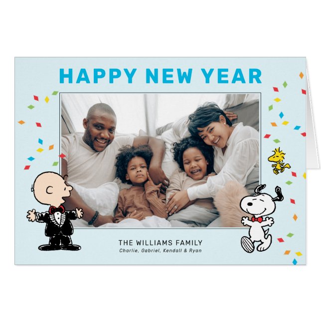 Charlie Brown, Snoopy y Woodstock Feliz Año Nuevo (Anverso (Horizontal))