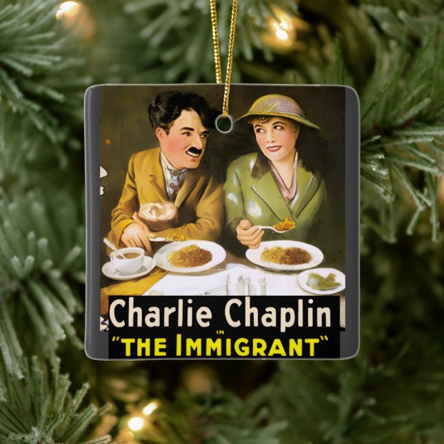 Charlie Chaplin/El Ornamento Cerámico Inmigrante (Árbol)