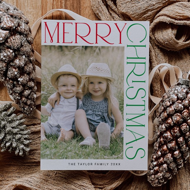 CHARLIE Colorful Fun Family Foto Feliz Navidad (CHARLIE Colorful Fun Family Photo Merry Christmas Holiday Card)
