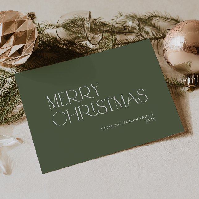 CHARLIE Green Easy Simple Family Feliz Navidad (CHARLIE Green Easy Simple Family Merry Christmas Holiday Card)