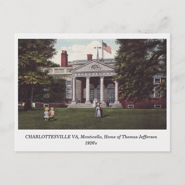 Charlottesville VA, postal Thomas Jefferson Casa t (Anverso)