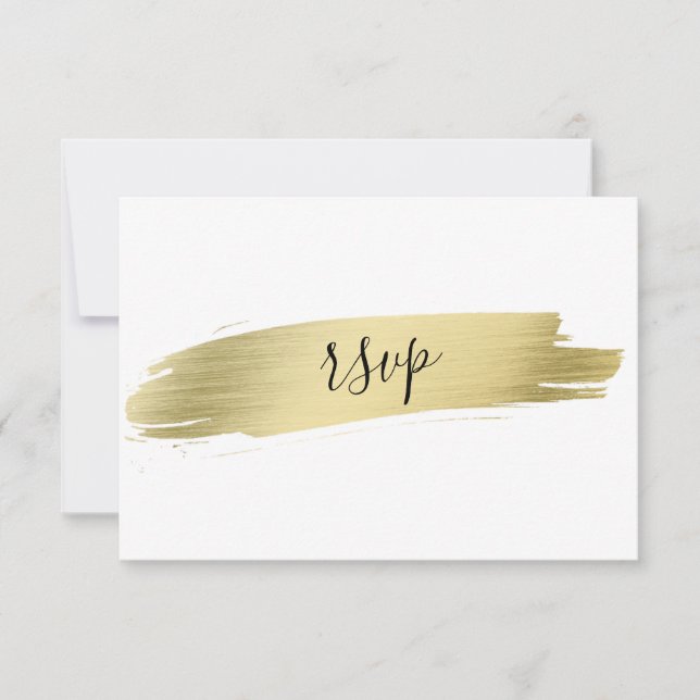 Charm Calligraphy Gold Stroke Wedding RSVP (Anverso)