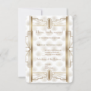 Charm Gold Great Gatsby Art Deco Boda 20 RSVP