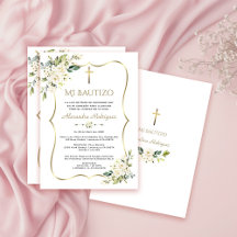 Charm Invitacion De Bautizo Con Flores Baptismo