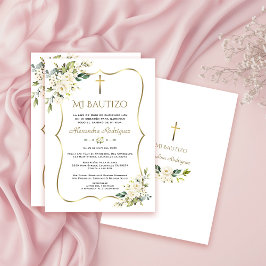 Charm Invitacion De Bautizo Con Flores Baptismo