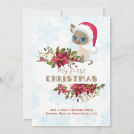 Charm Kid Mi 1er Kitten Navidad Santa Poinsettia