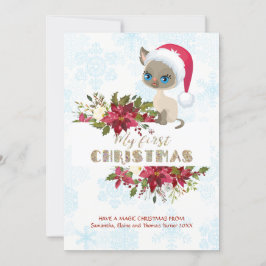 Charm Kid Mi 1er Kitten Navidad Santa Poinsettia