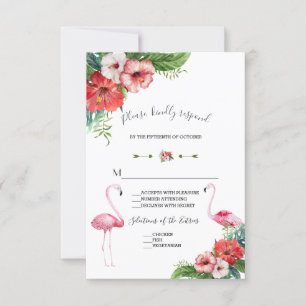 Charm Luau Flamingo Tropical Floral Wedding RSVP