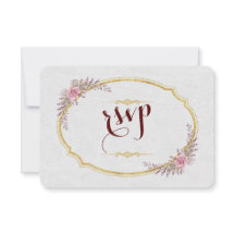 Charm Rubor Floral Gold Frame White Wedding RSVP