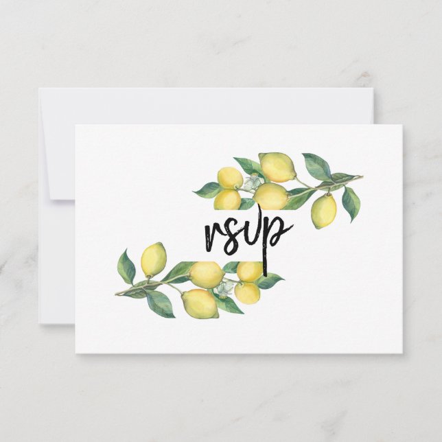 Charm Watercolor Limón Tropical Wedding RSVP (Anverso)