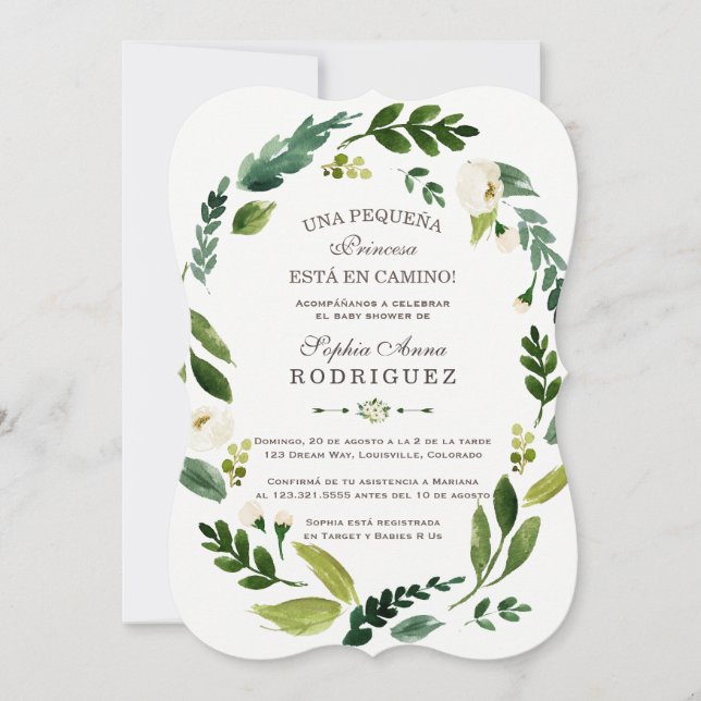 Charm White Flowers Invitación de Baby Shower (Anverso)