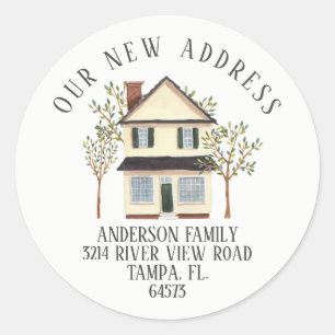 Charming House Our New Address Label Pegatina