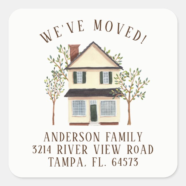 Charming House We've Moved Address Label Pegatina (Anverso)