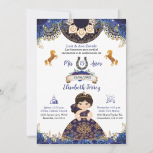 Charra azul real Quinceañ era invitación dulce 16
