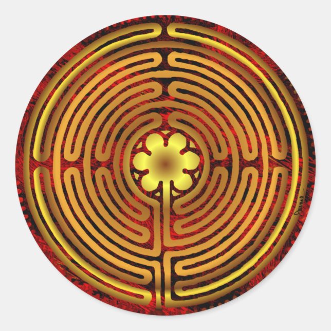 Chartres Labyrinth Fire Pegatina (Anverso)