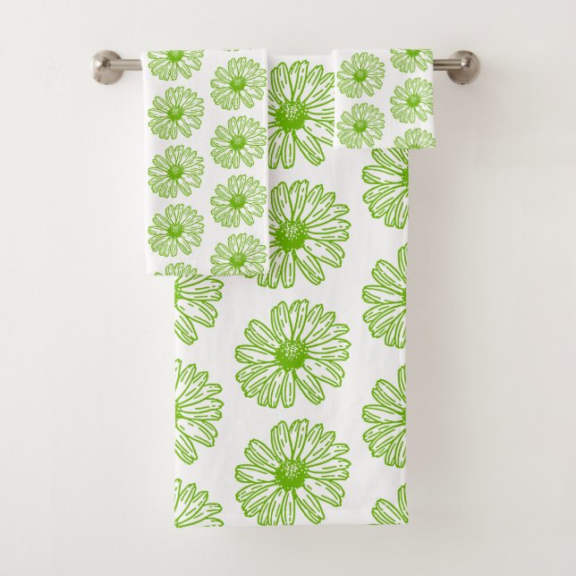 Chartreuse Green Daisy Print, Hippie Flower Print (In situ)