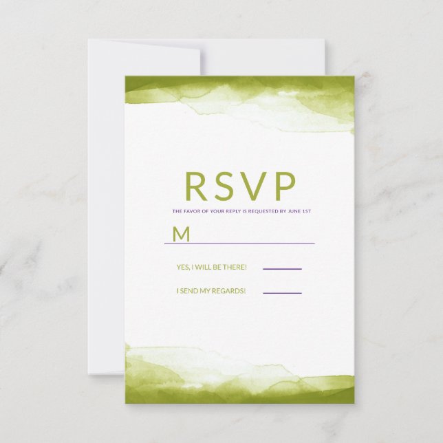 Chartreuse Green Watercolor Modern Wedn RSVP (Anverso)