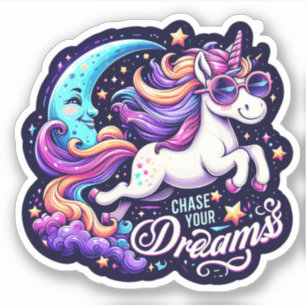 Chase sus sueños" Pegatina unicornio