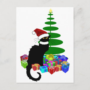 Chat Noir con árbol de Navidad y regalos