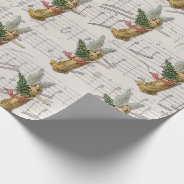 Chatarra de papel victoriano antiguo Angel de árbo (Esquina)