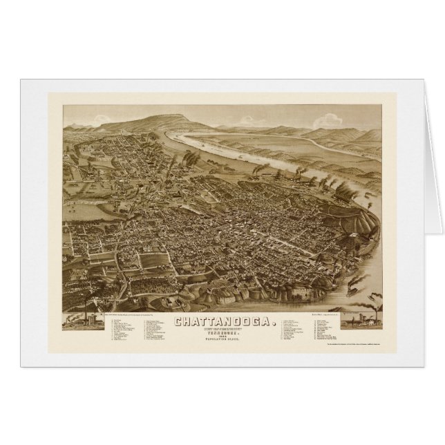 Chattanooga, mapa panorámico del TN - 1886 (Anverso (Horizontal))