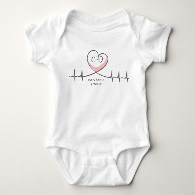 CHD EKG Heart Warrior Baby Jersey Bodysuit (Anverso)