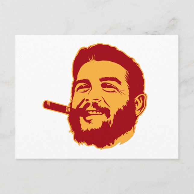 Che Guevara con postal de retrato de cigarro (Anverso)