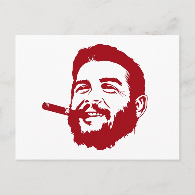 Che Guevara con postal de retrato de cigarro (Anverso)