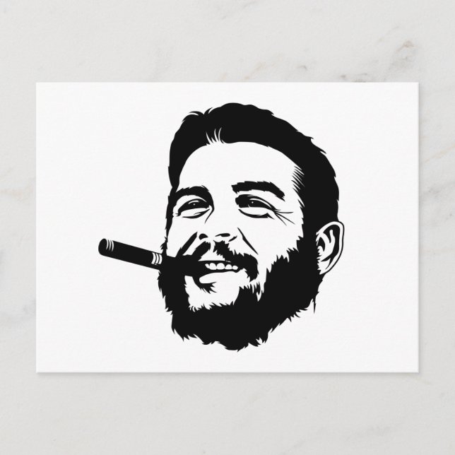 Che Guevara con postal de retrato de cigarro (Anverso)
