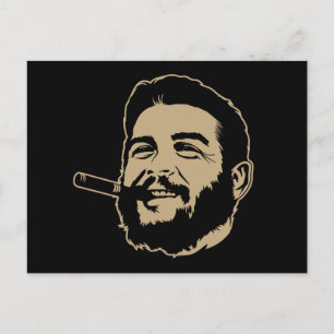 Che Guevara con postal de retrato de cigarro