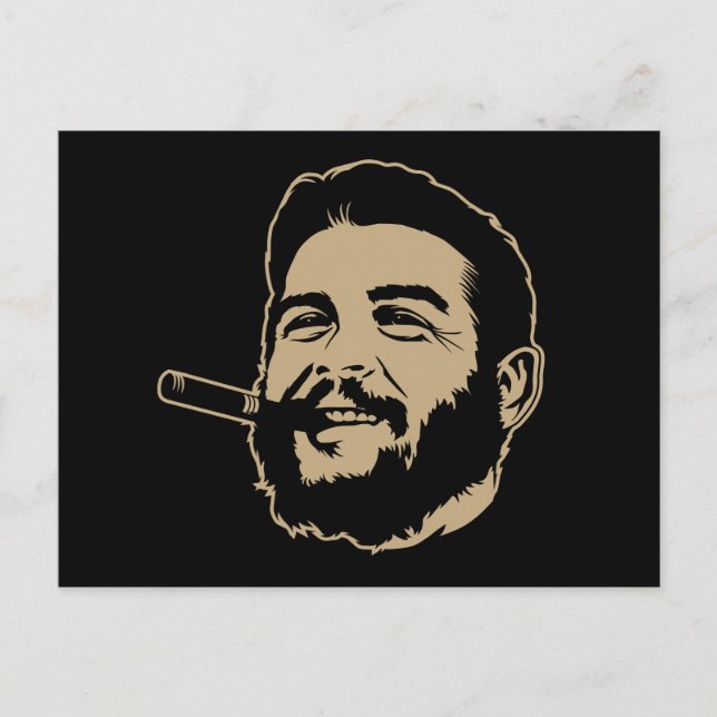 Che Guevara con postal de retrato de cigarro (Anverso)