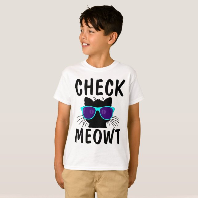 CHECK MEOWT Camisetas Cat divertidas para niños de (Anverso completo)