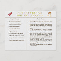 Cheddar Bacon Setas rellenas Tarjeta de Receta de
