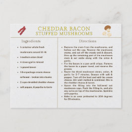 Cheddar Bacon Setas rellenas Tarjeta de Receta de