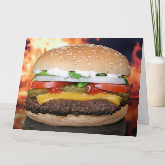 CHEEEBURGER CUMPLEAÑOS FUNNY HAMBURGER TARJETA DE  (Anverso)