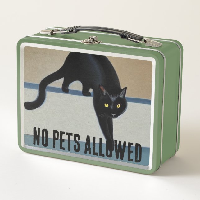 Cheeky Whimsical Black Cat Metalizado Lunch Box 2 (Anverso)