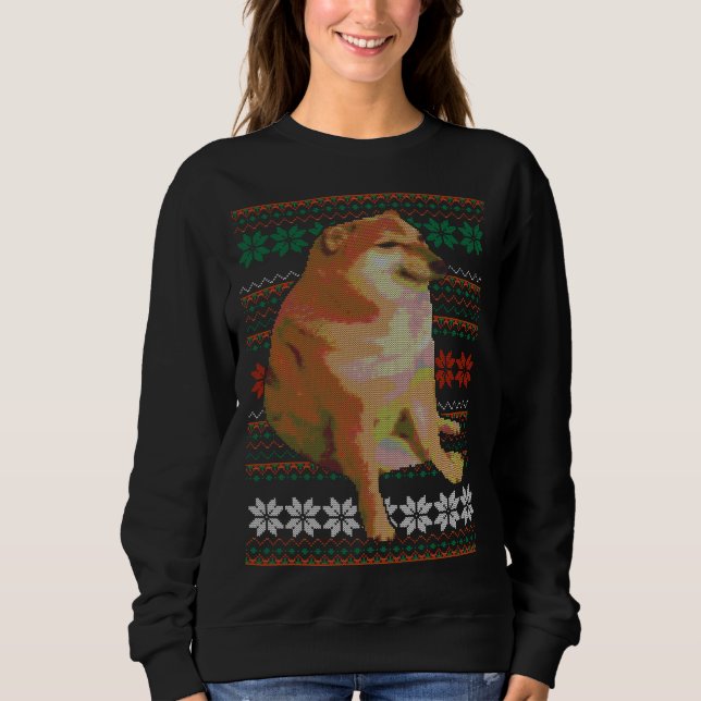 Cheems Navidades feos Sweater Doge Meme Design (Anverso)