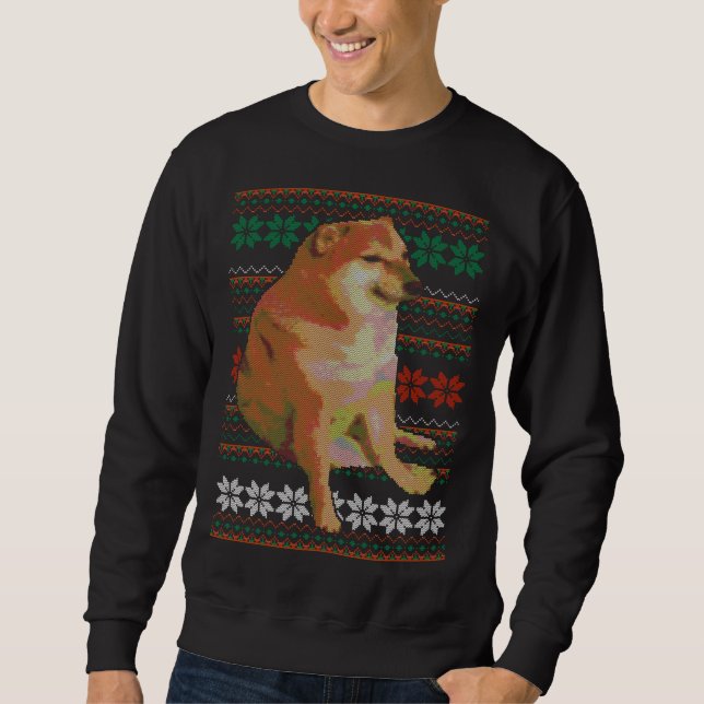 Cheems Navidades feos Sweater Doge Meme Design (Anverso)