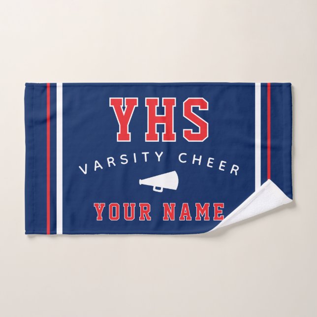 Cheer Icon, Custom Name & School, Cheer Team Gift (Toalla de mano)